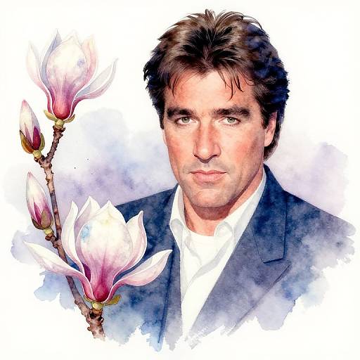 Tony Montana with Iridescent Watercolor Magnolia
