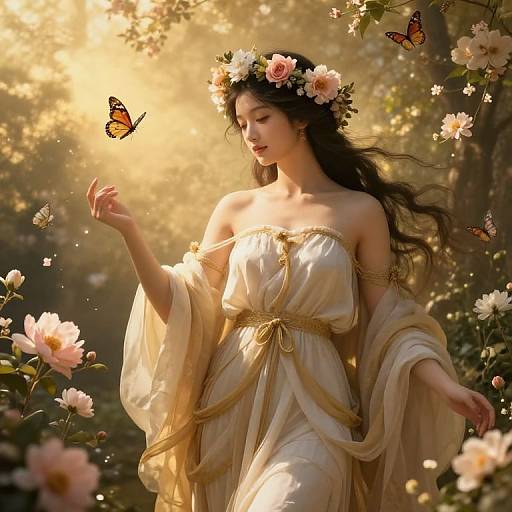 Serene Goddess of Nature with Floral Crown