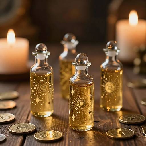 Mystical Gold Vials with Celestial Patterns