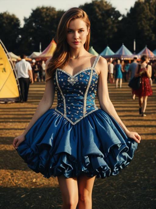 Festive Woman in Mini Ball Gown Portrait