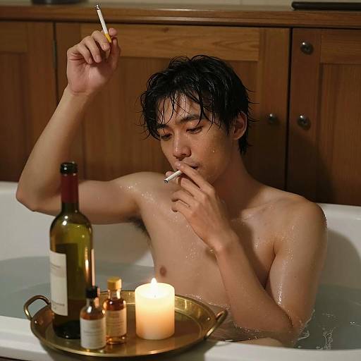 Relaxing Mood in a Bathtub Setting