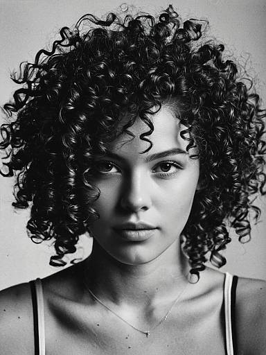 Curly Haired Woman Studio Portrait