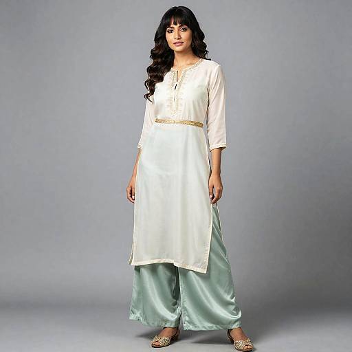 South Asian Woman in Indo-Western Fusion Outfit