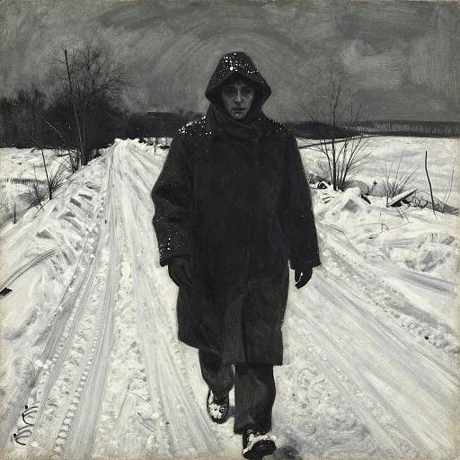 Käthe Kollwitz Style Snowy Solitude