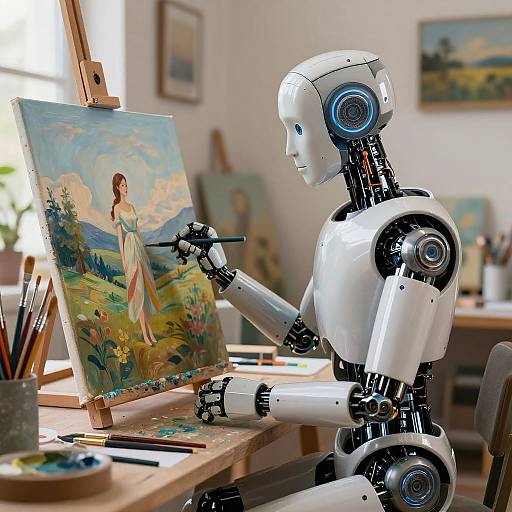 Artistic Robot Crafting Lifelike Portraits