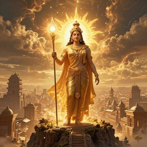 Majestic Sun God Over Ancient City