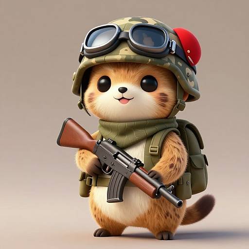 Kawaii Meerkat in Army Gear