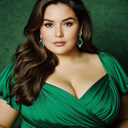 Plus Size Woman in Emerald Green Dress