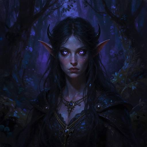 Enigmatic Dark Fey in Mystical Forest