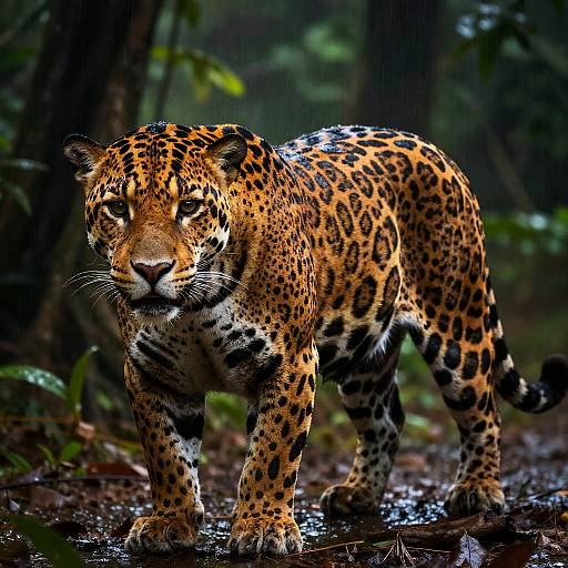 Majestic Jaguar in Rainforest
