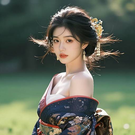 Realistic Japanese Girl in Nature