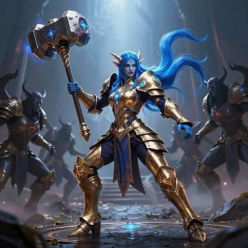 Epic Female Draenei Paladin Battle