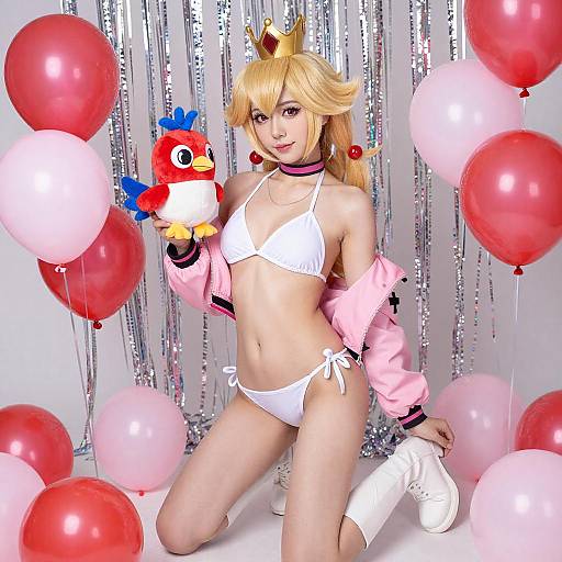 Blonde Cosplayer as Princess Peach