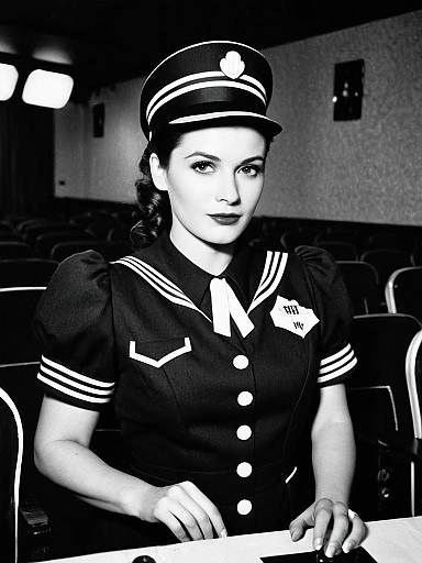 Woman in Vintage Cinema Usherette Costume