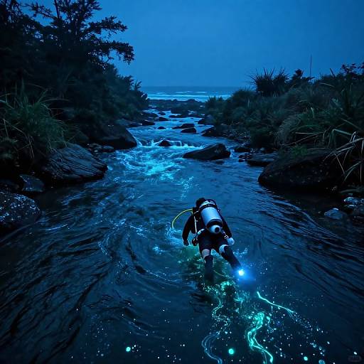 Bioluminescent River Flowing Uphill
