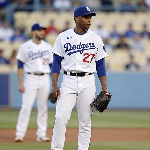 Focused Dodgers Player on the Field