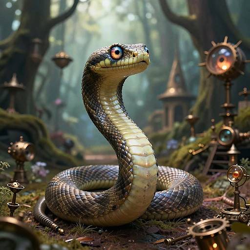 Hypnotic Serpent in a Steampunk Wonderland