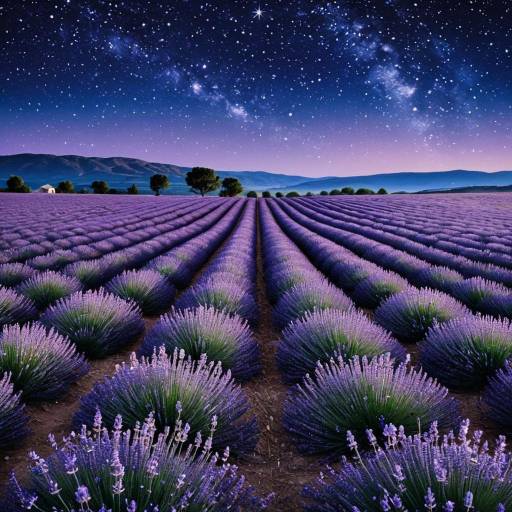 Lavender Field Under Starry Night