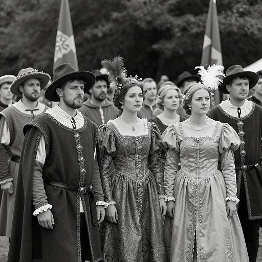 Elegant Medieval Costume Ball in Monochrome