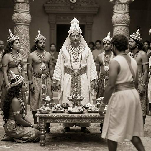 Ancient Ritual Scene in Sepia Tones
