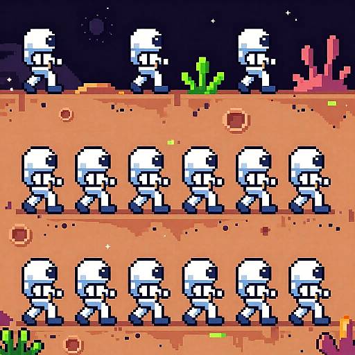 Pixel Art Space Explorer Walk Loop