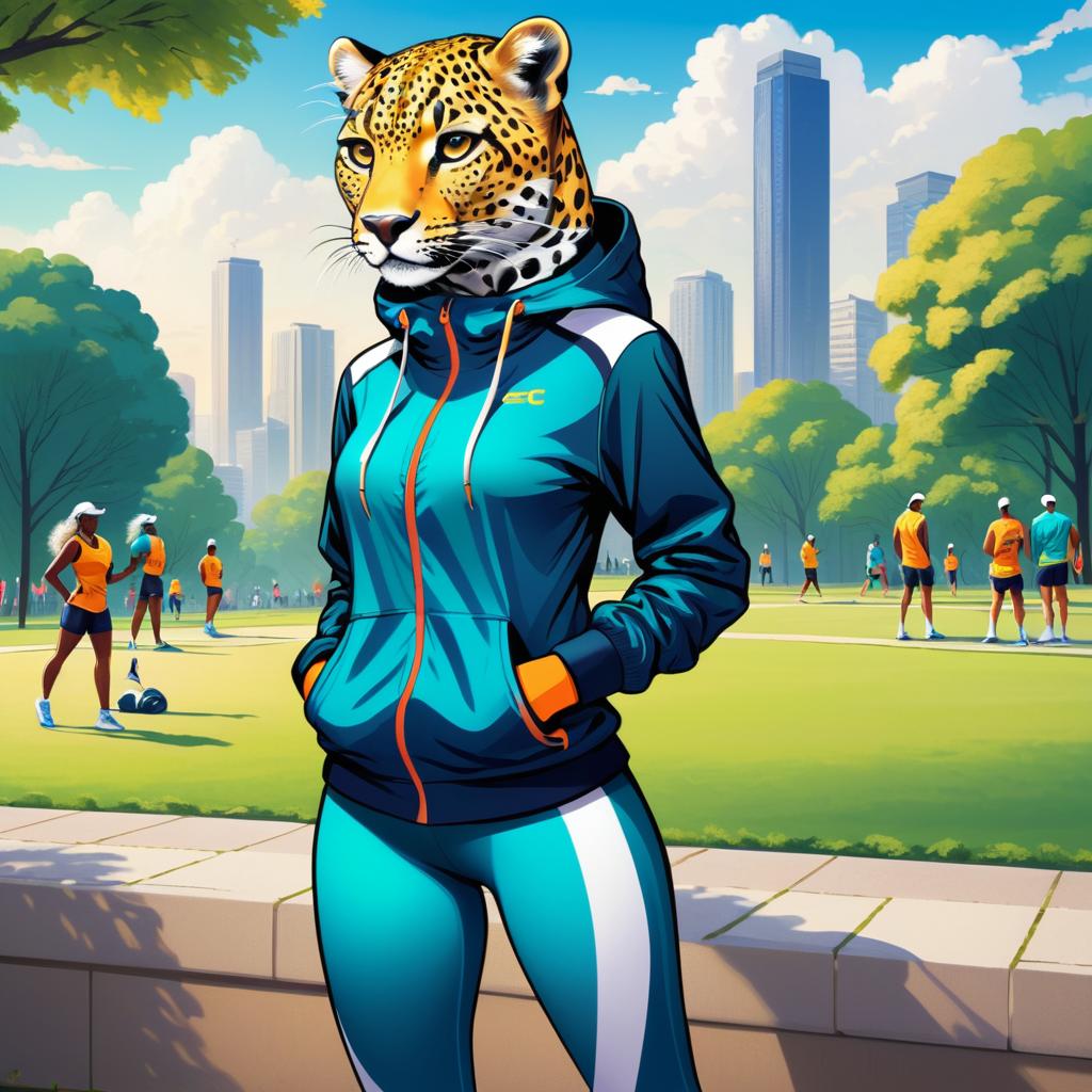 Vibrant Ecchi Leopard in Sports Outfit