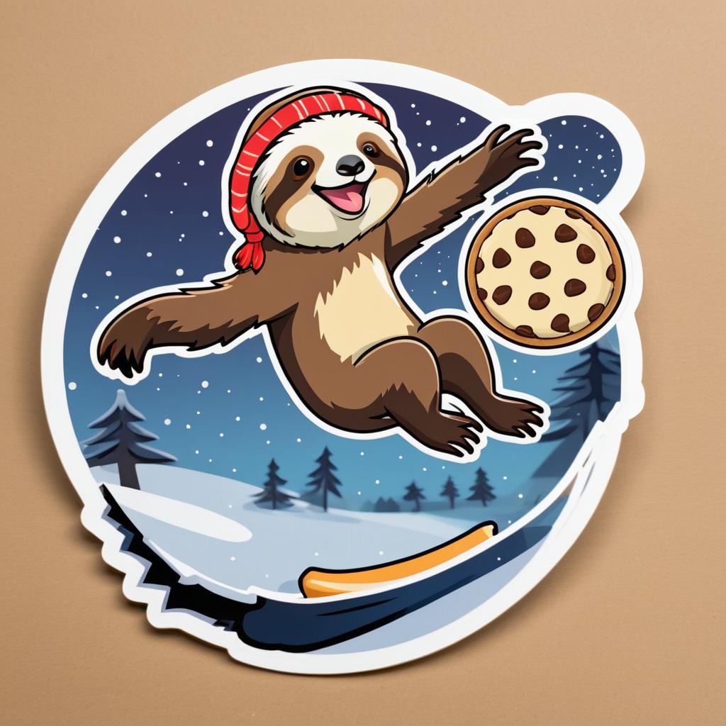 Adorable Sloth Sticker leaping for Cookie