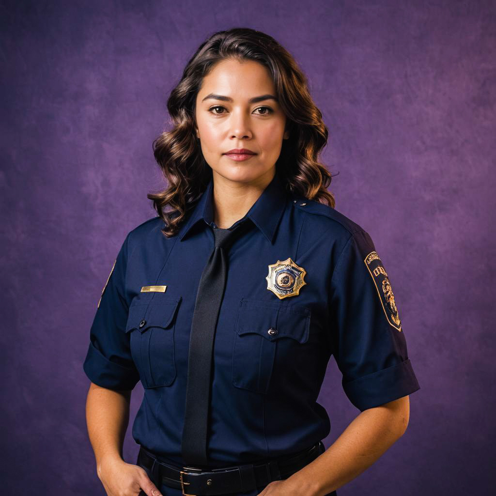 Confident Woman in Vintage Cop Outfit