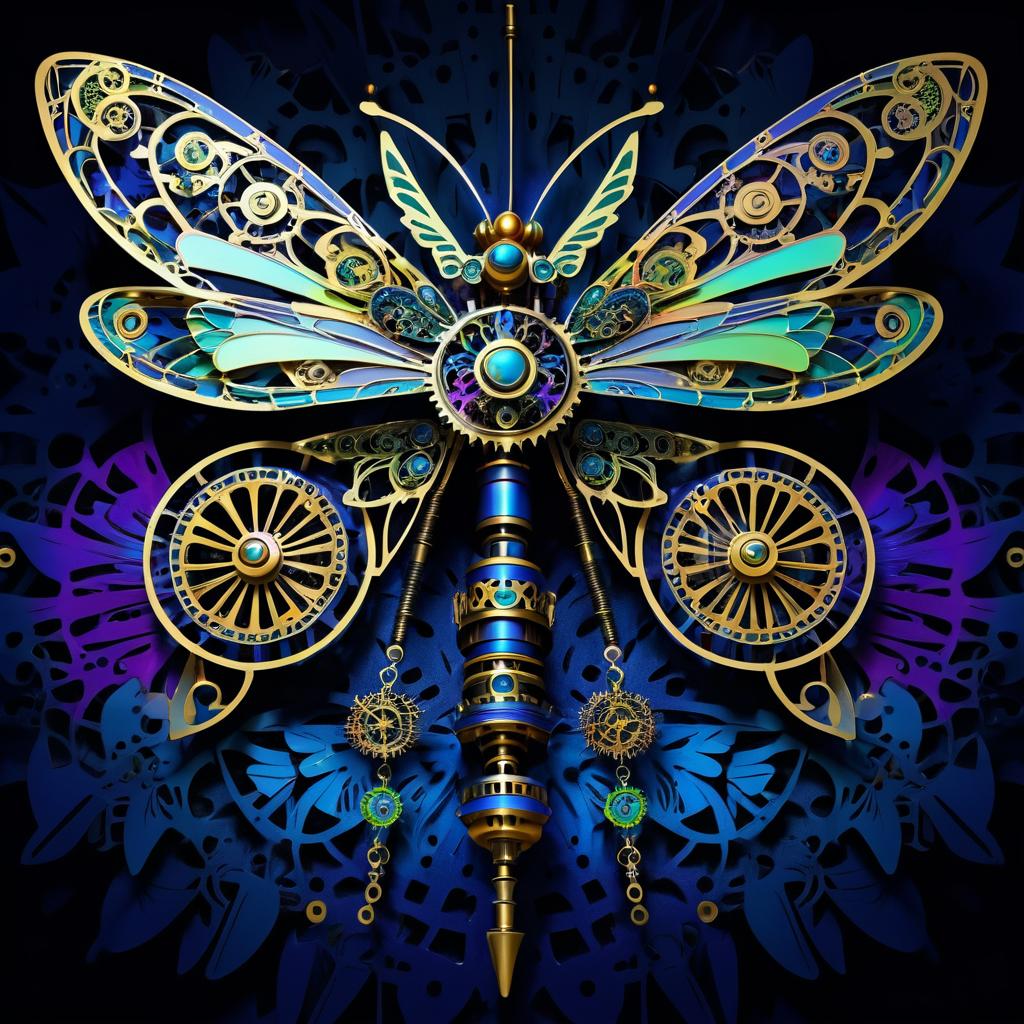 Intricate Mechanical Dragonfly Artwork