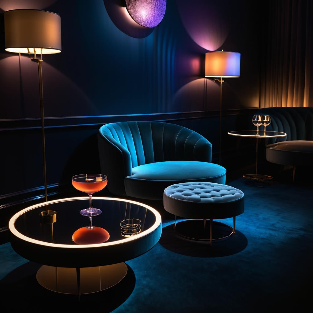 Chic Lounge with Nighttime Ambiance