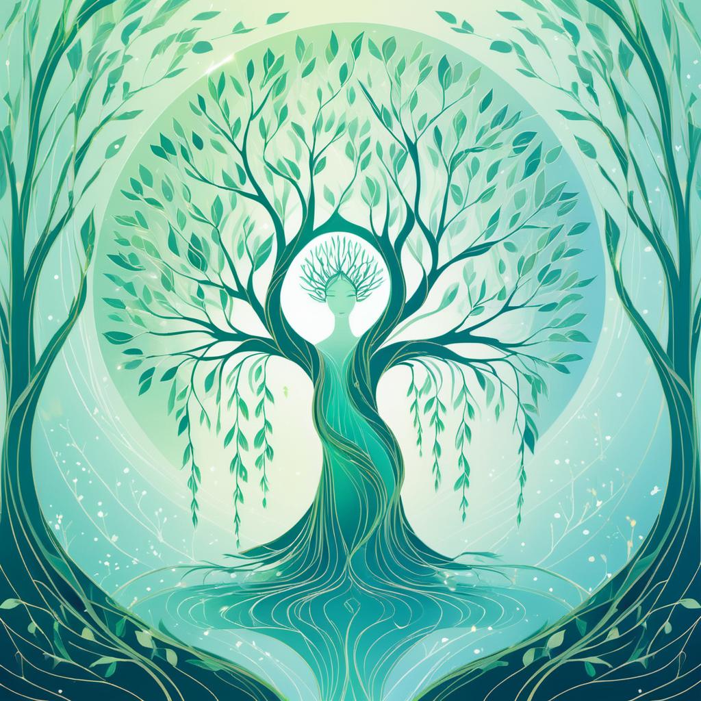 Whimsical Willow Tree Spirit Illustration