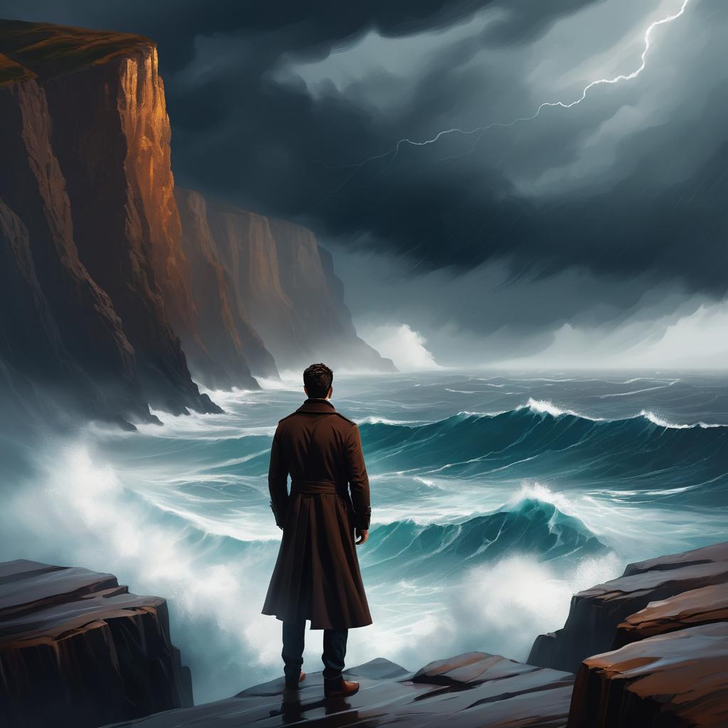 Dramatic Portrait of Man at Sea