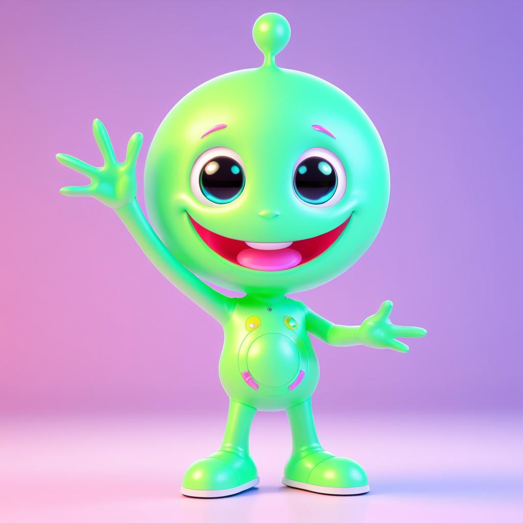 Kawaii Alien in 3D Animation Laughing