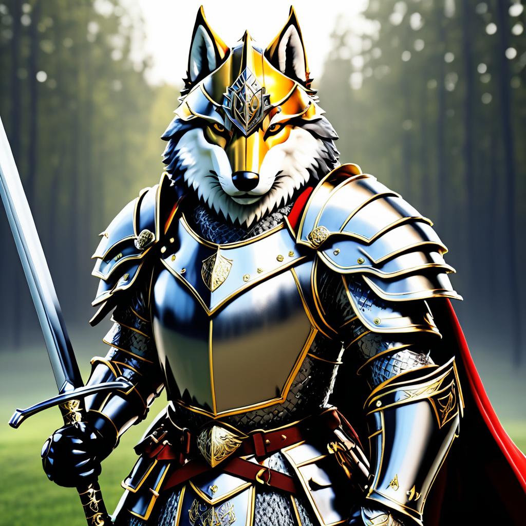 Heroic Wolf Knight in Shining Armor