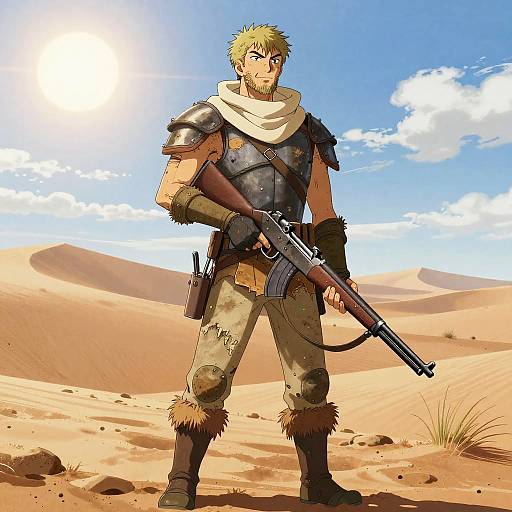 Grizzled Desert Mercenary Anime Scene