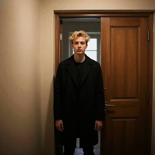 Blonde Man in Dim Lit Hallway