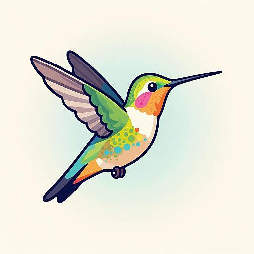 Bright Whimsical Hummingbird Vector