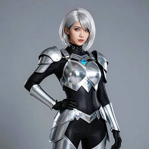 Woman in Silver Sable Cosplay Costume