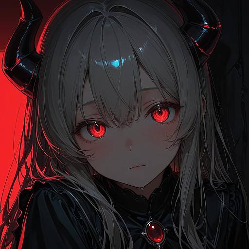 Anime Girl with Red Eyes and Horns