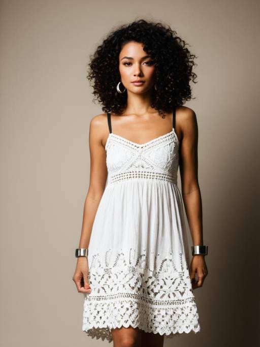 Boho Chic Woman in Crochet Sundress