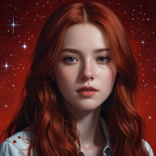 Portrait of a Starry Girl with Red Theme