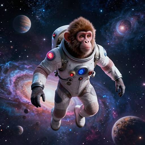 Interstellar Monkey in Futuristic Space Suit