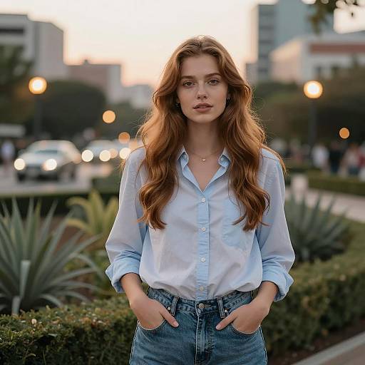 Confident Woman in Botanical Garden