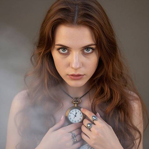 Photorealistic Slavic Woman with Pocket Watch