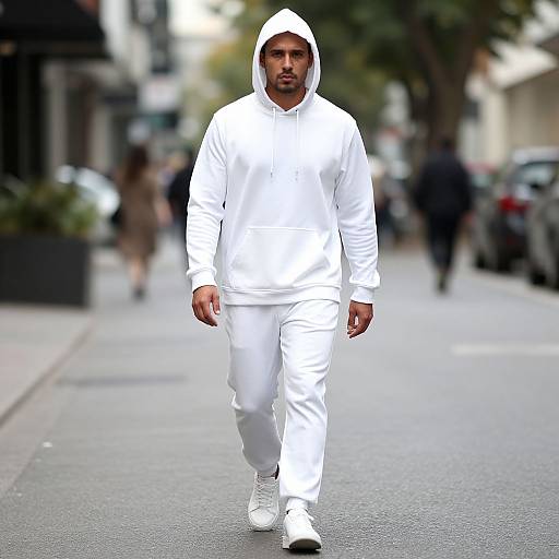Man in White Rave Outfit Walking