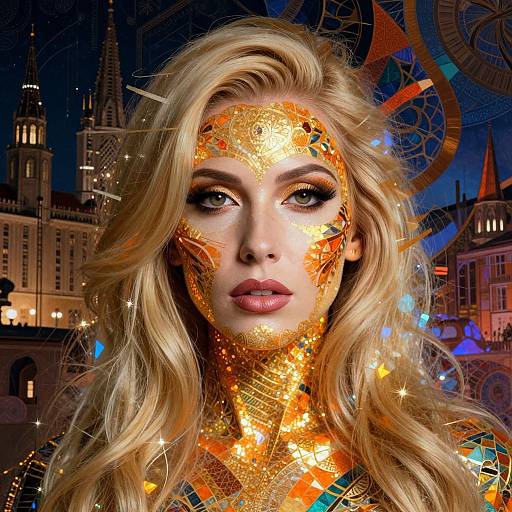 Surreal Blonde Mosaic Portrait