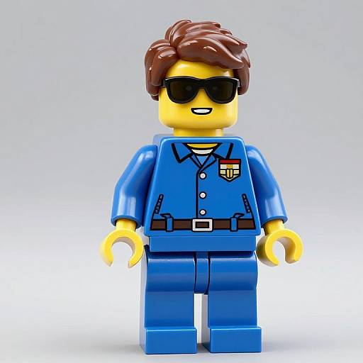 3D Lego Character in Blue Uniform
