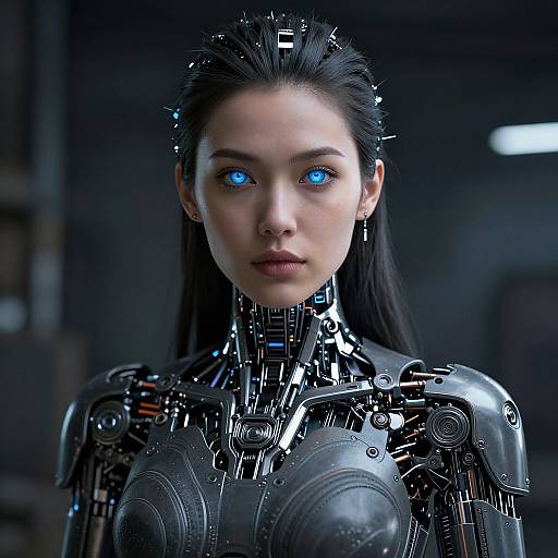 Futuristic Cybernetic Woman with Glowing Eyes
