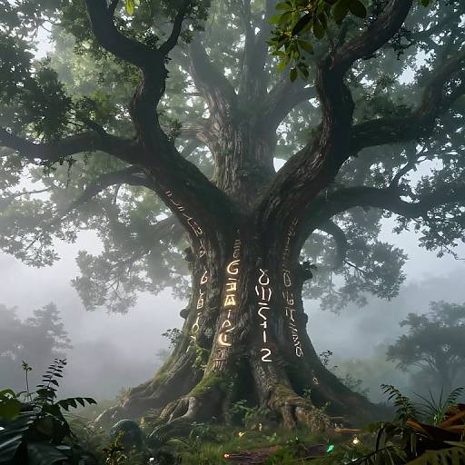Colossal Ancient Tree with Magical Runes