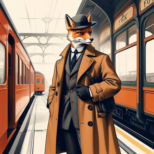 Vintage Dapper Fox at Train Station